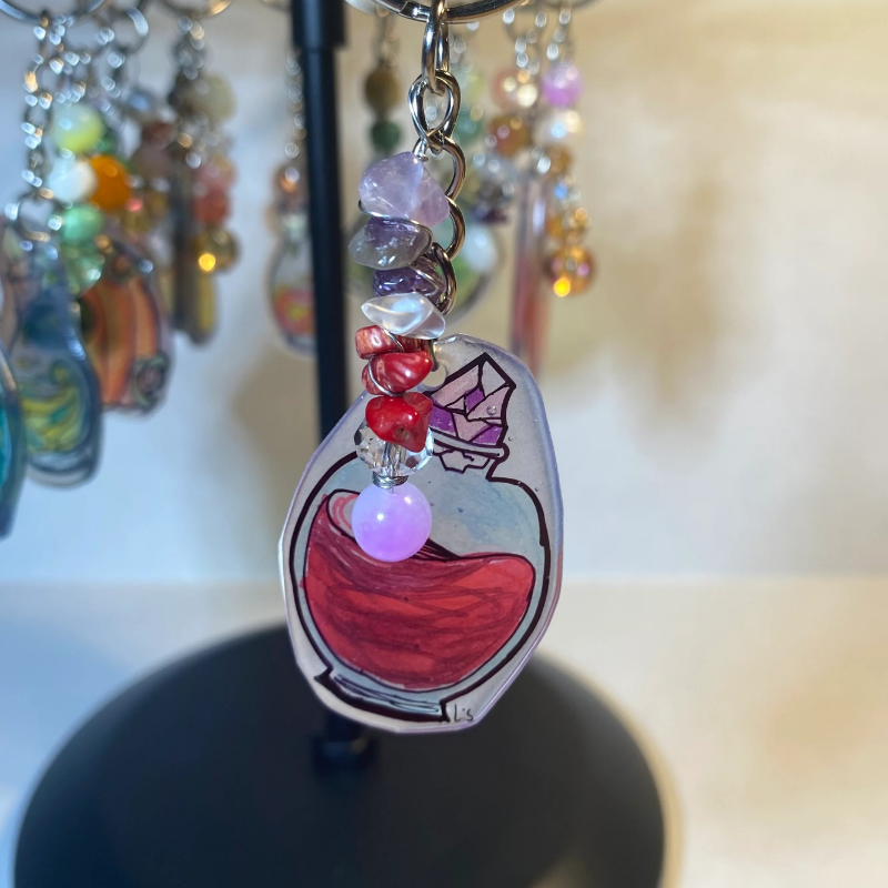 Crimson Amethyst Potion Keychain