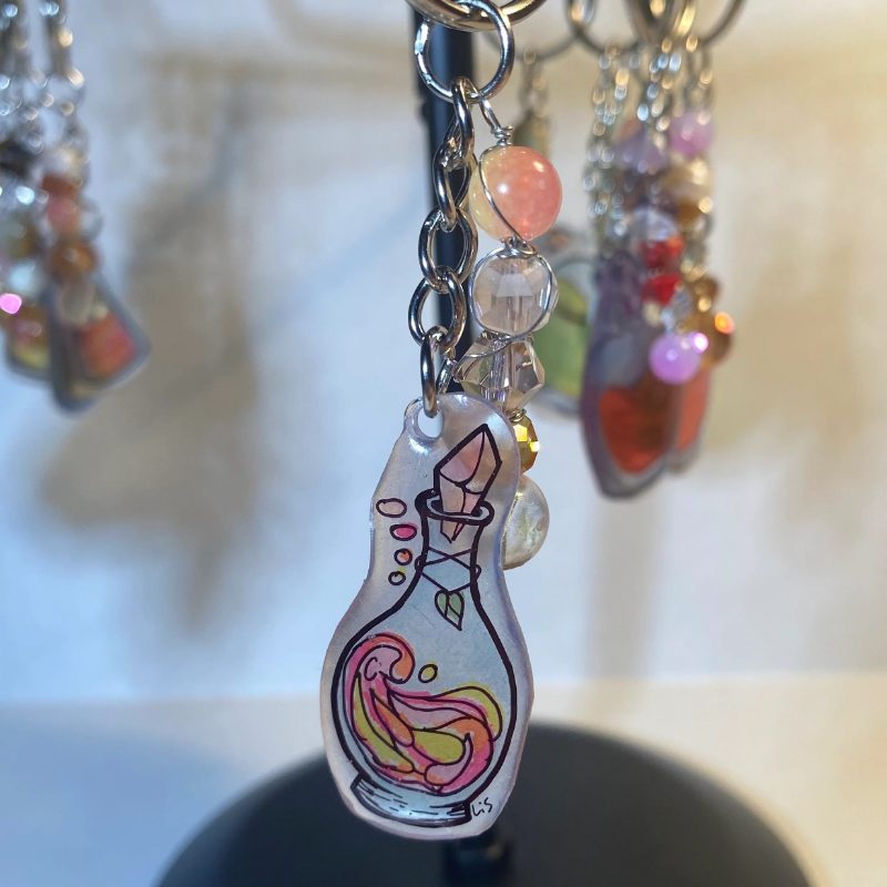 Summer Rose Potion Keychain
