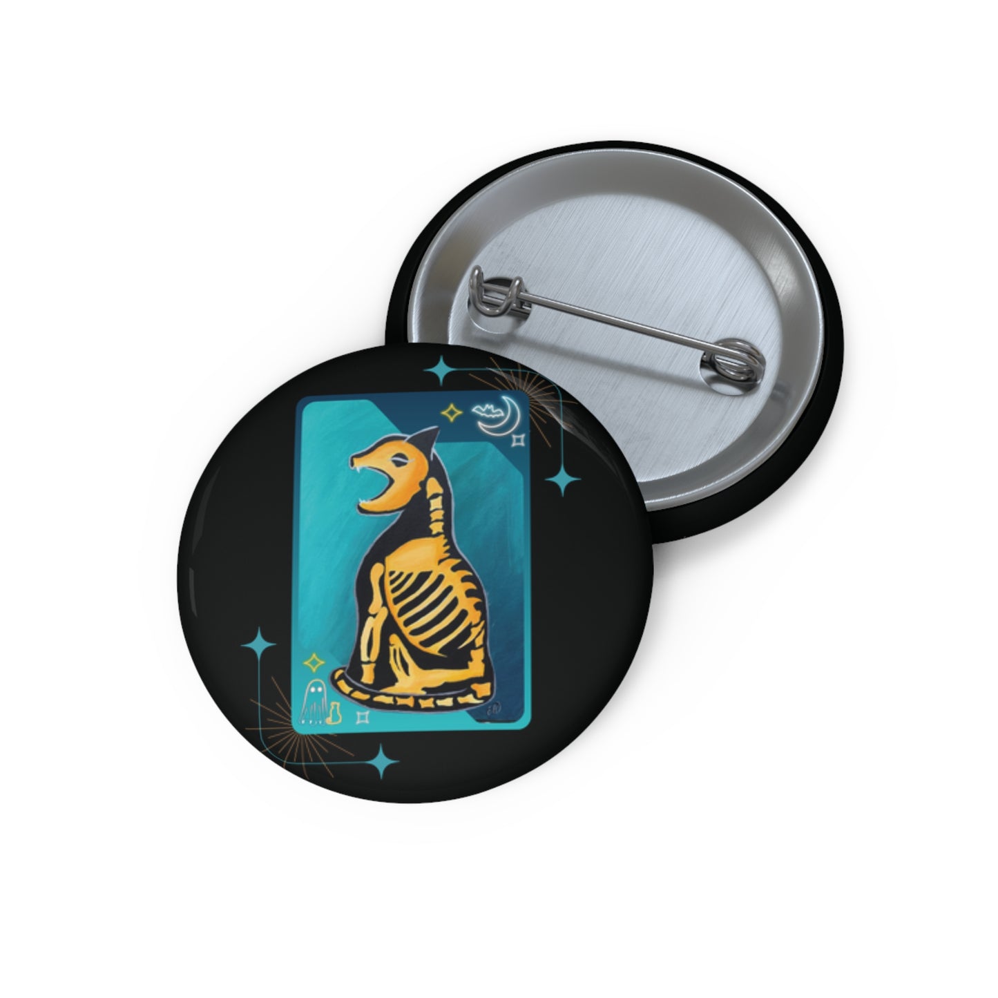 Skele-Cat Card Pin