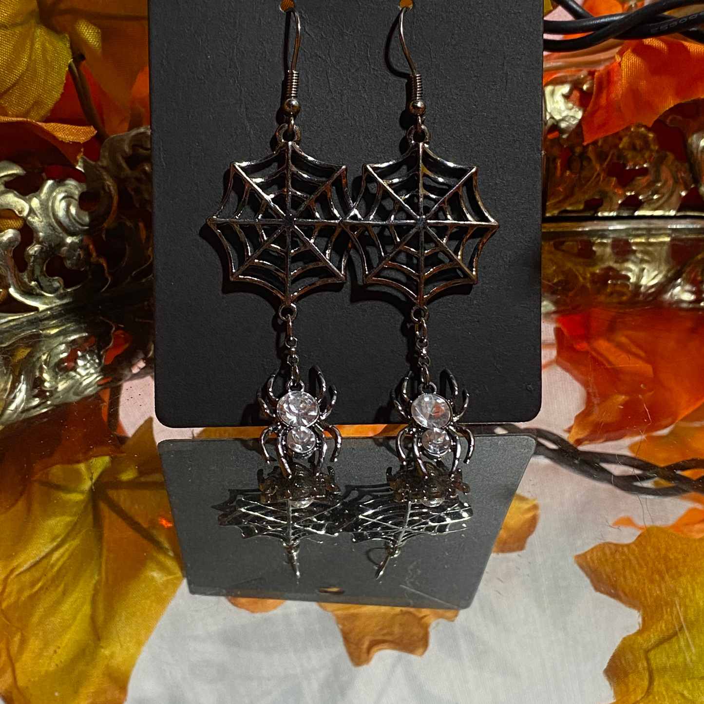 Gunmetal Arachnid Earrings
